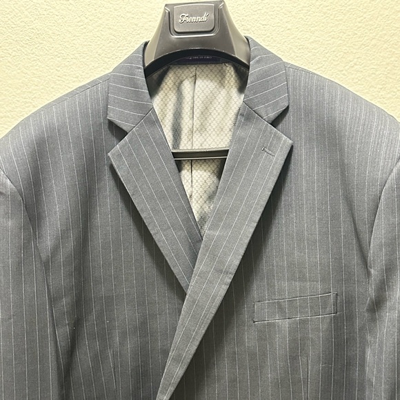 Full suit jacket and pants gray with stripes size 60 jacket and 56 waist